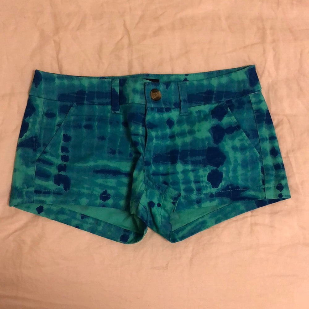 Teal tie-dye chino shorts